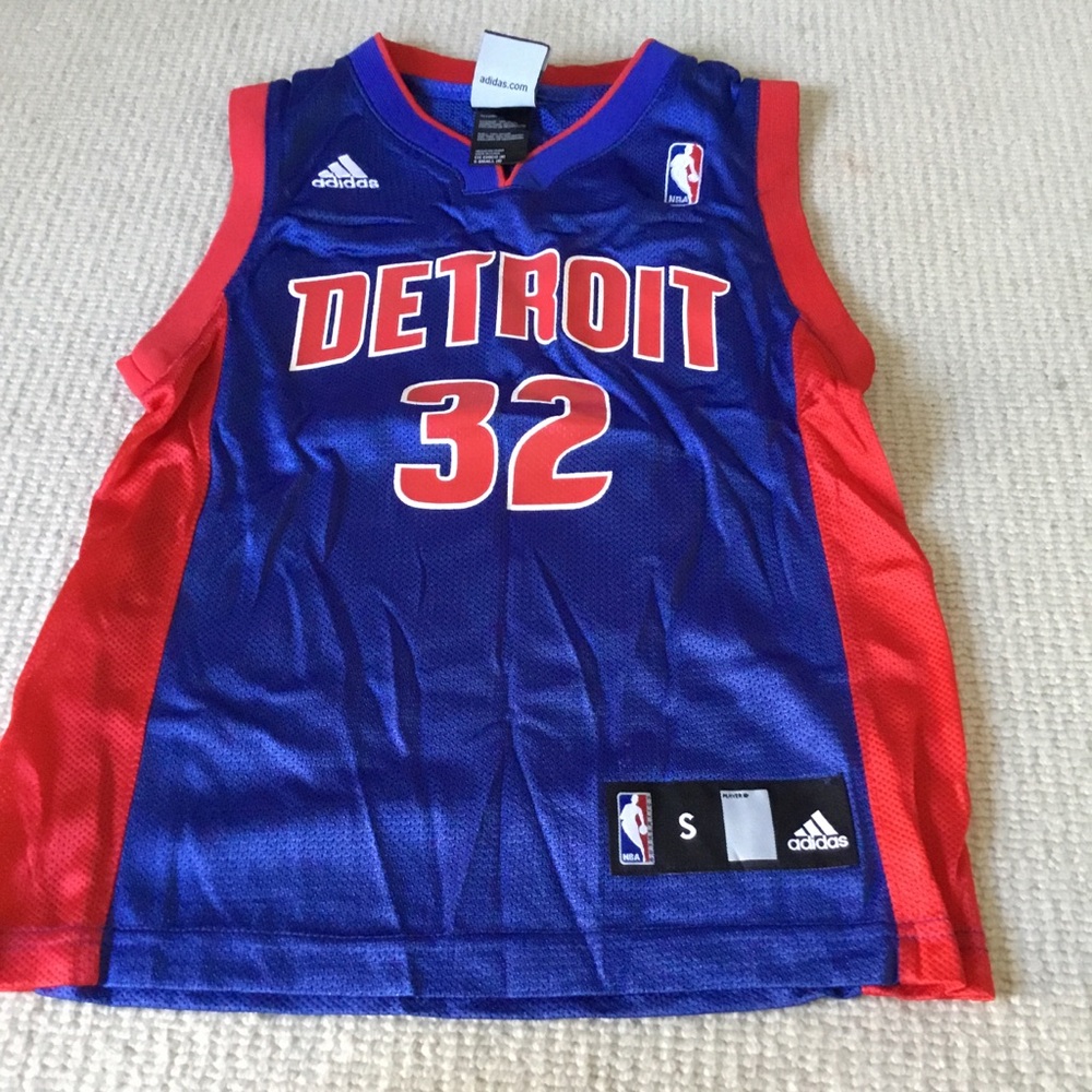 adidas Kids Detroit #32 Blue and Red Basketball Jersey